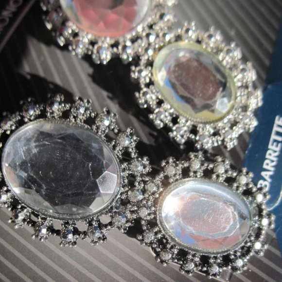 1 Goody Amelia Fashionow Rhinestone Diamond Fancy Metal Hair Barrette Silver Pew - Picture 2 of 8